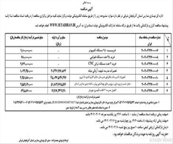 آگهی مناقصه عمومی