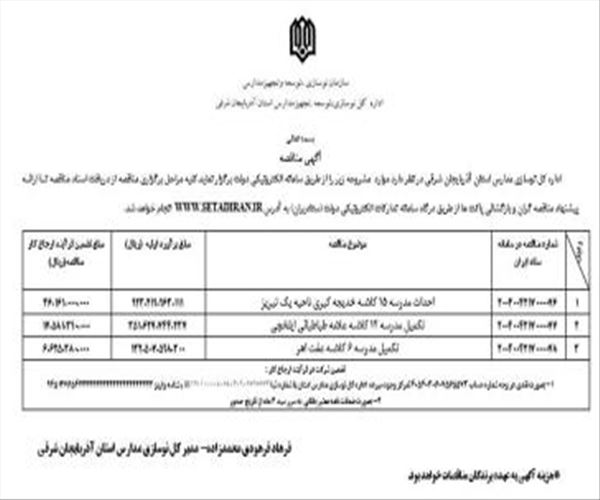 آگهی مناقصه عمومی